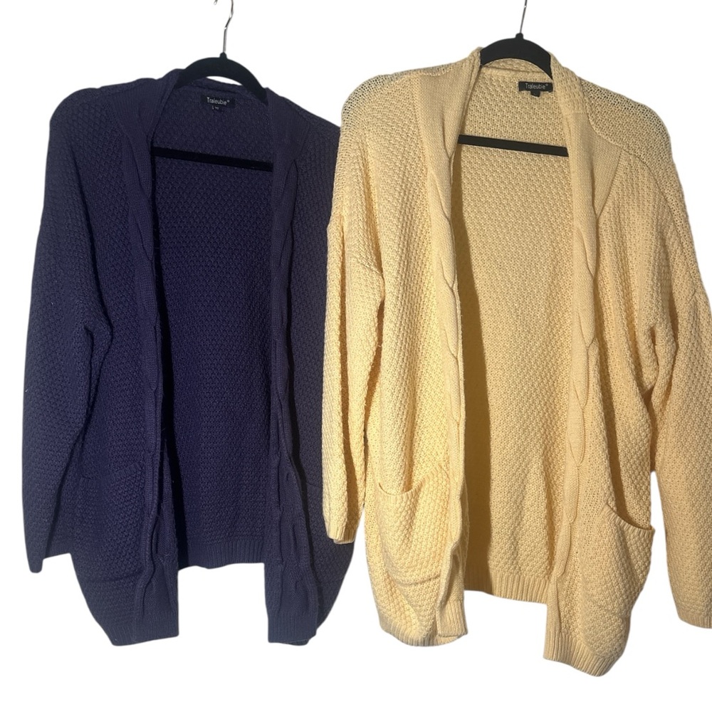 Women's Purple and Cream Sweater Set